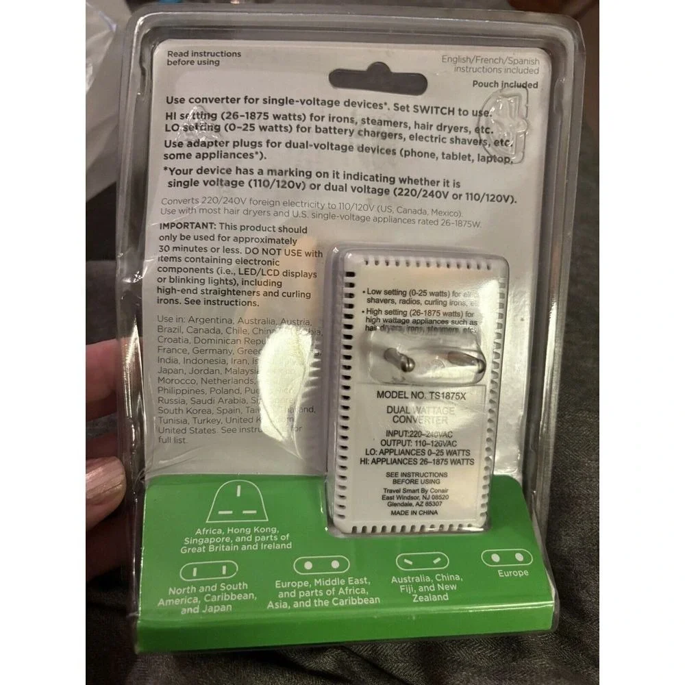 CONAIR Travel Smart 1875 Watt International Converter Set TS702CRR - New in Box‎